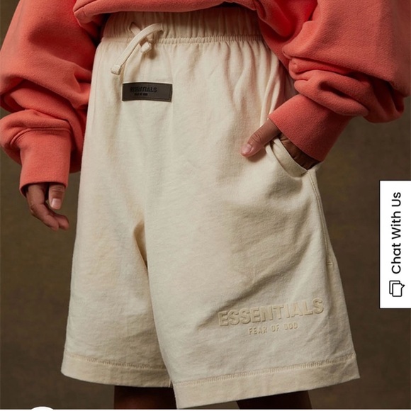 Essentials Fear Of God Kids Egg Shell Shorts Relaxed Fit‎ Cream White Size 6/7